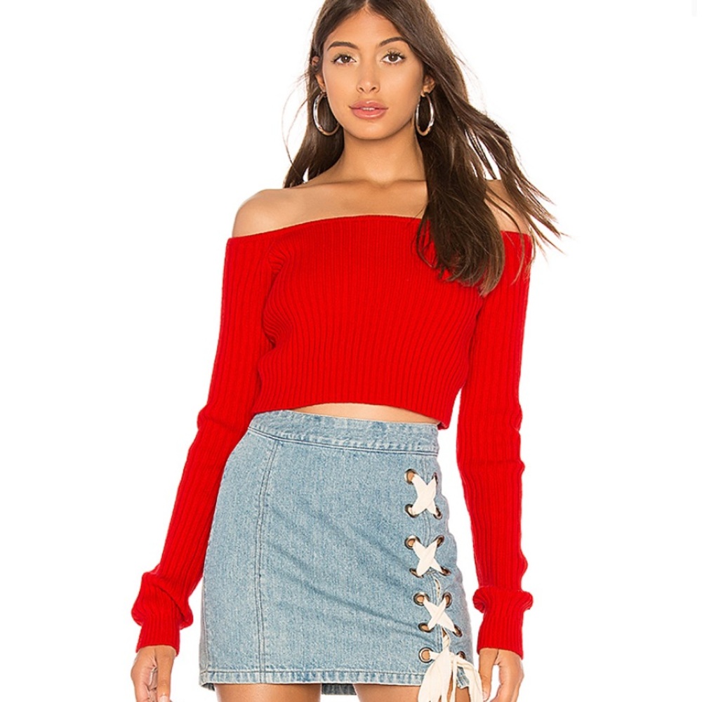 Lover and friends red cropped sweater
